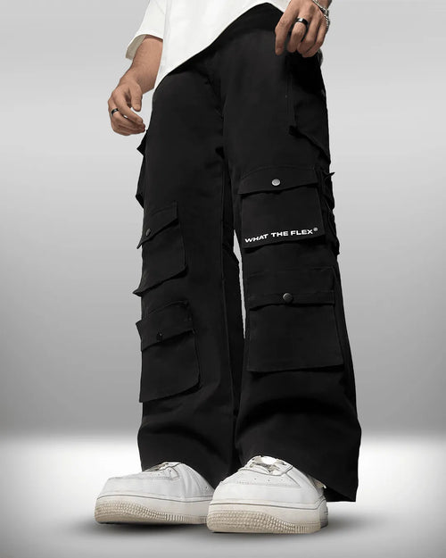 Black 12 Pocket Cargo Pants - Exclusive - WHAT THE FLEX