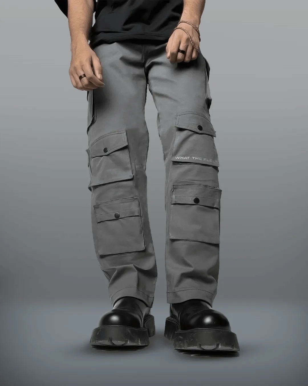 Charcoal Grey 12 Pocket Cargo Pants - Exclusive - WHAT THE FLEX