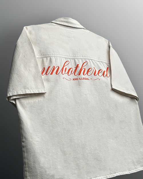 Unbothered Cream Half Sleeve Denim Shirt