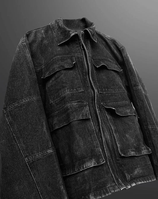 Charcoal Black Denim Jacket - Exclusive - WHAT THE FLEX