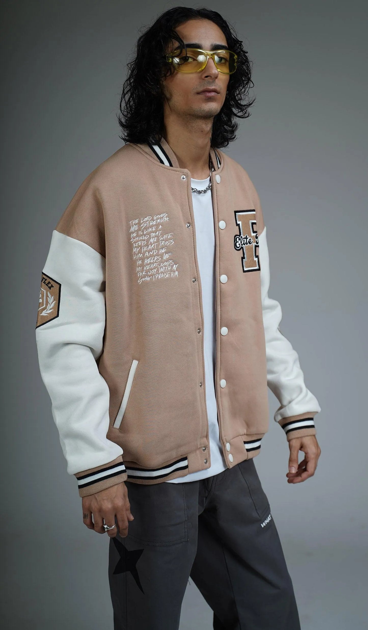 NOT A BAD INFLUENCE Varsity Jacket - WHAT THE FLEX