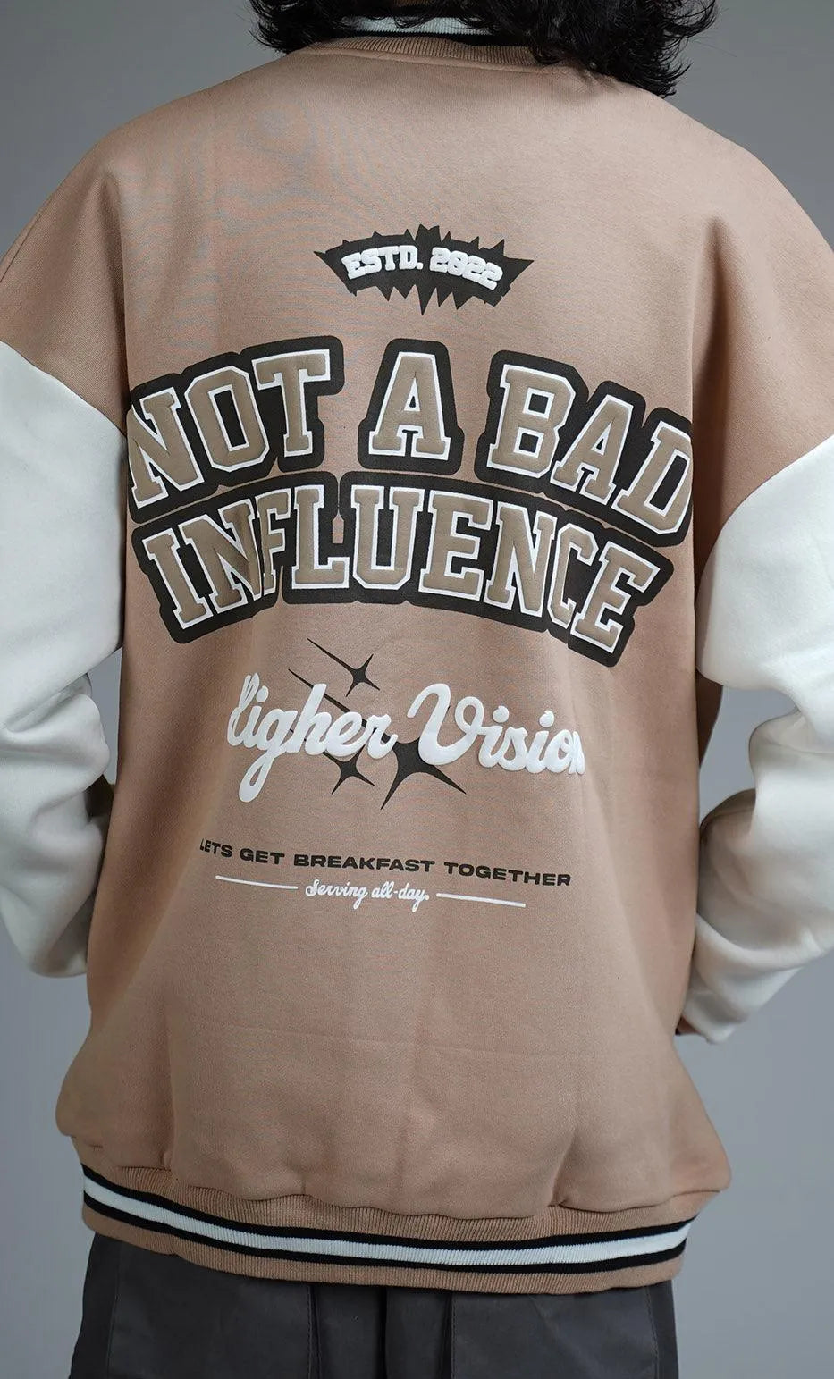 NOT A BAD INFLUENCE Varsity Jacket - WHAT THE FLEX