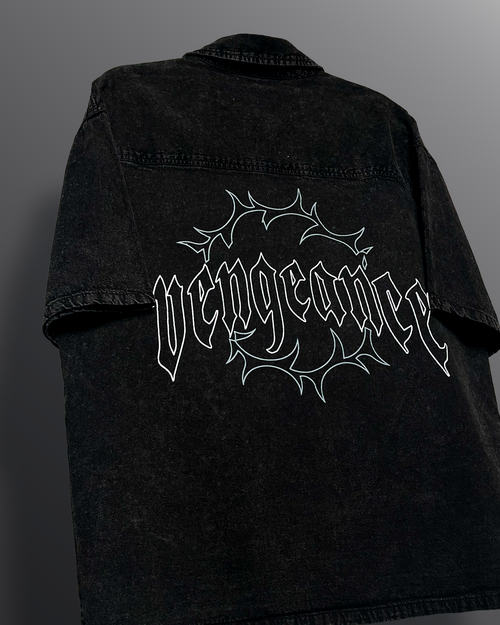 Vengeance Black Half Sleeve Denim Shirt