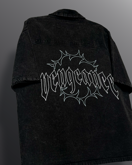 Vengeance Black Half Sleeve Denim Shirt