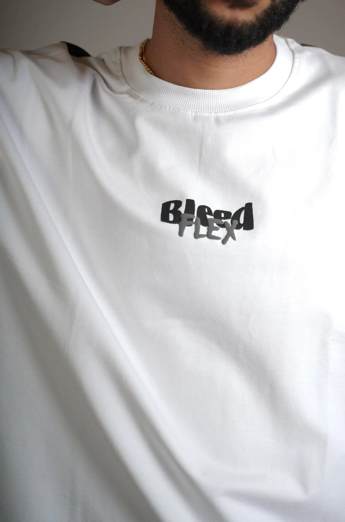 Bleed Flex White Heavyweight T-shirt - WHAT THE FLEX