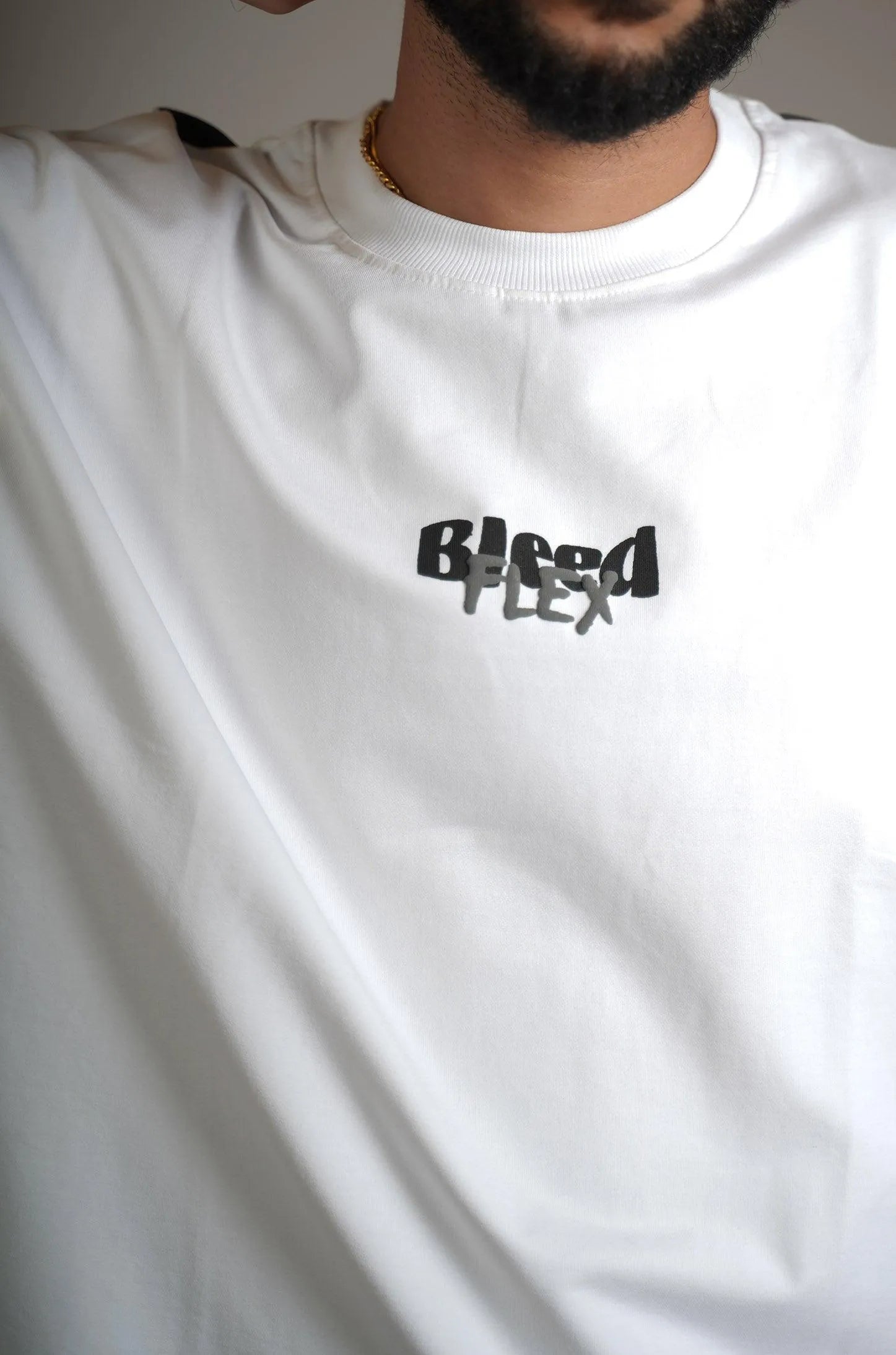 Bleed Flex White Heavyweight T-shirt - WHAT THE FLEX
