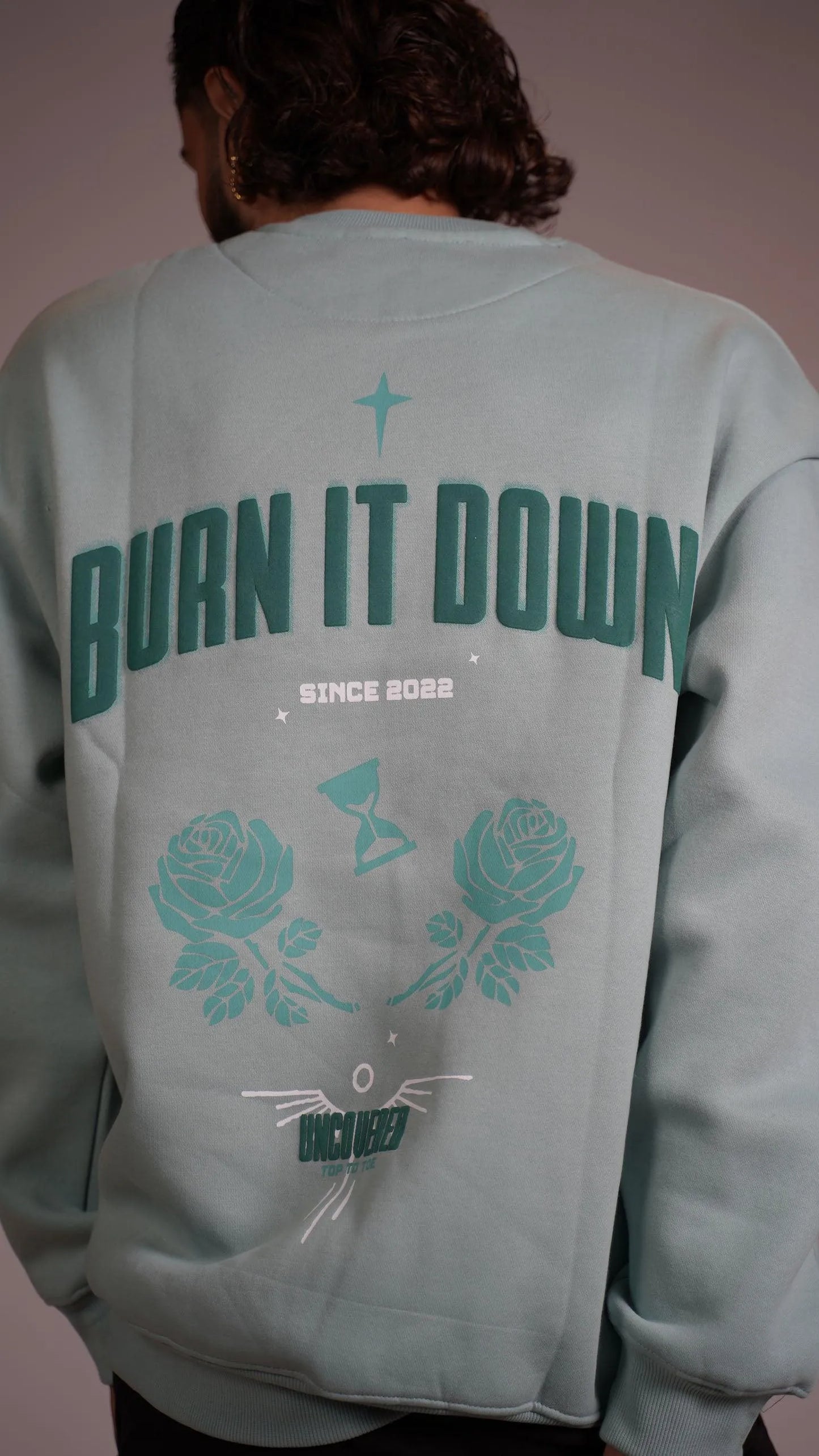 BURN IT DOWN Oversized Sweatshirt - WHAT THE FLEX