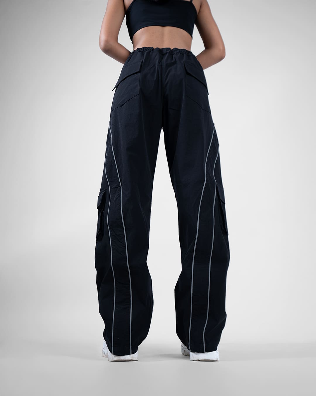 Black Edgy Parachute Pants