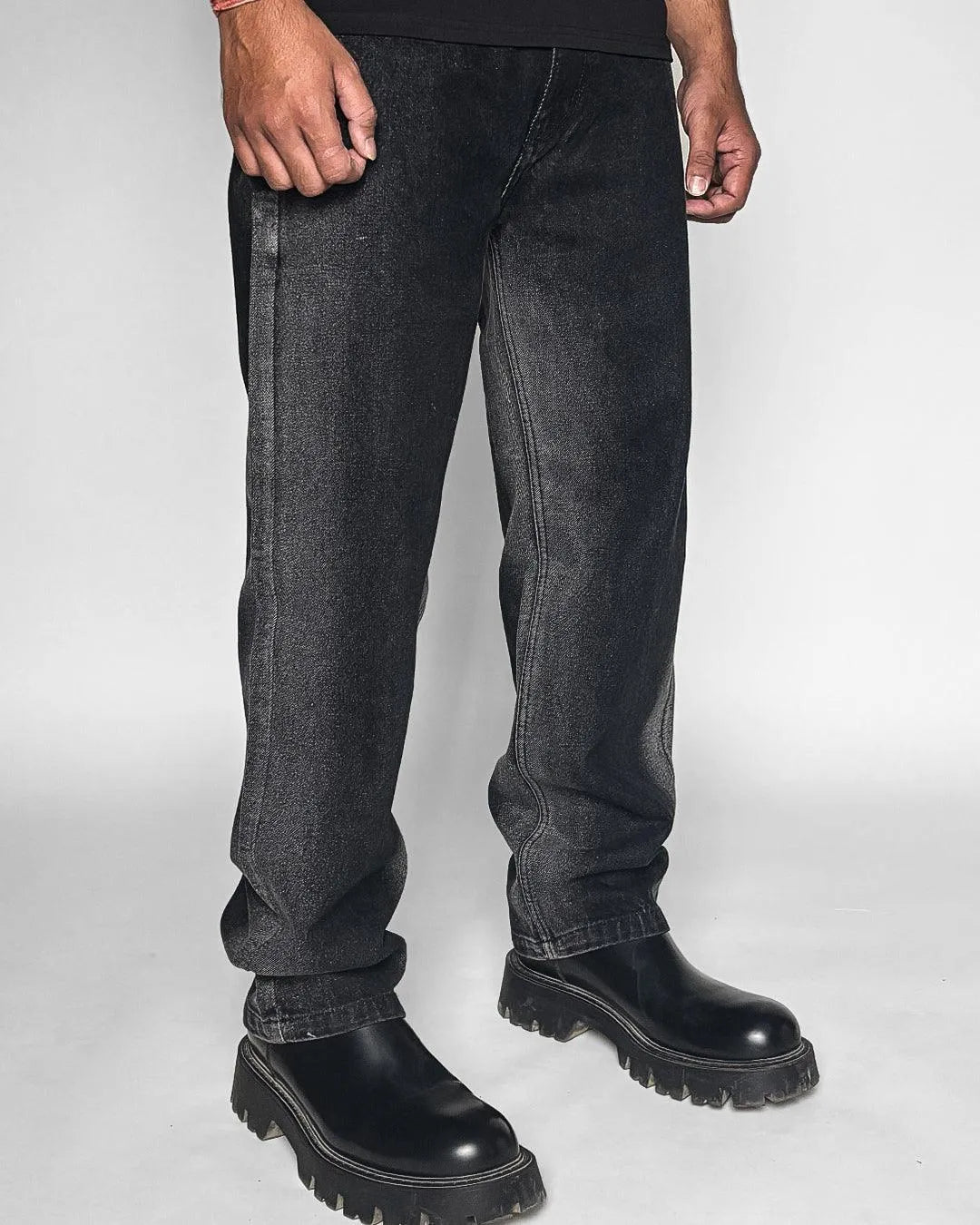 Black Denim Oversized Jeans - WHAT THE FLEX