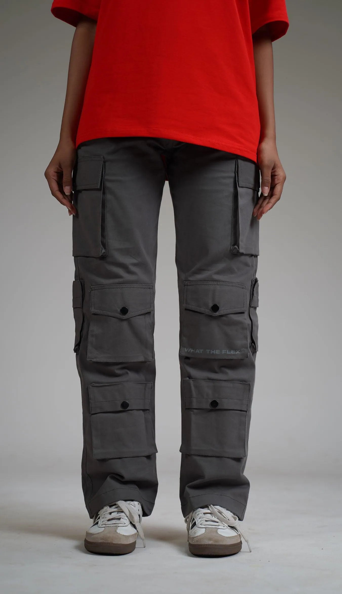 Charcoal Grey 12 Pocket Cargo Pants - Exclusive - WHAT THE FLEX