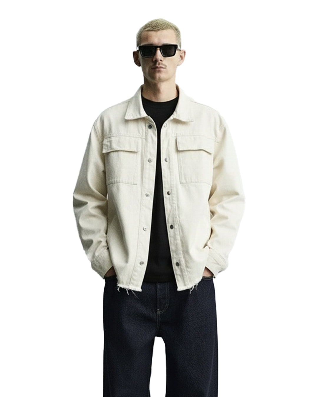 Cream Long Sleeve Stitched Denim Overshirt – WHAT THE FLEX
