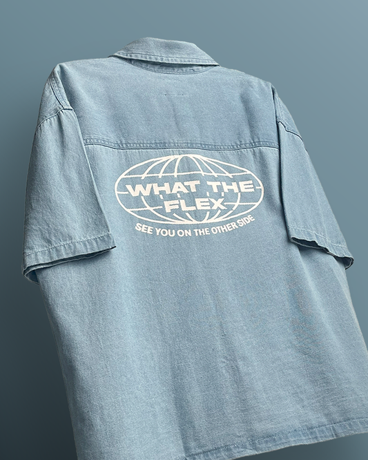 Flex Szn Blue Half Sleeve Denim Shirt