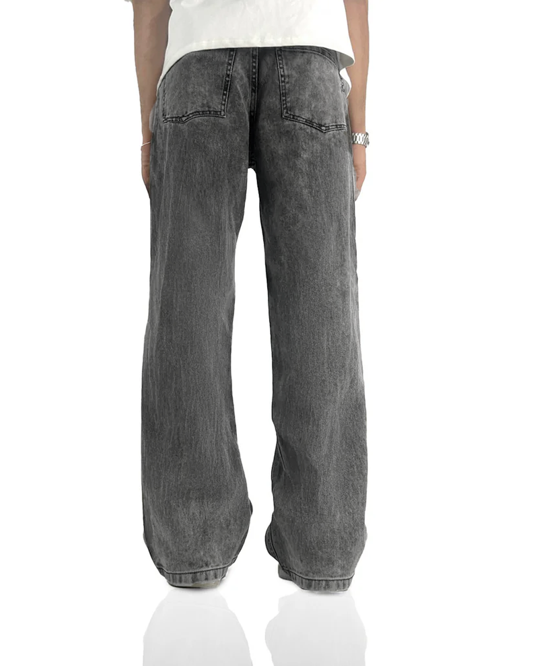 Washed Grey Straight Cut Jeans