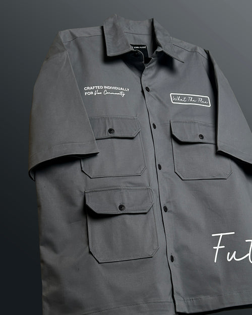 Futuristic Grey Cotton Shirt