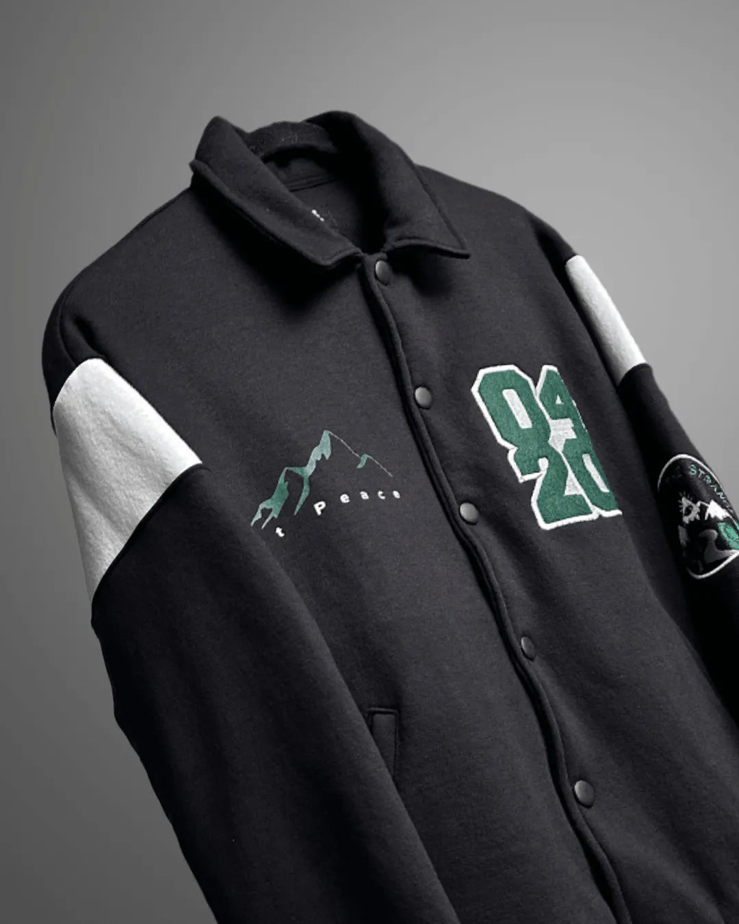 PRAYER OVER PANIC VARSITY JACKET - WHAT THE FLEX