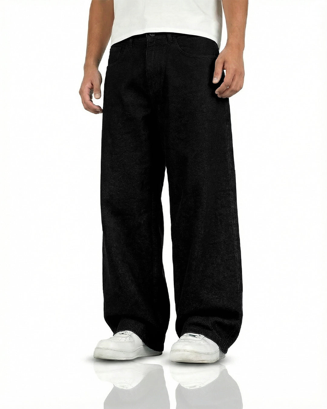 NOREMID WIDE RIGID DENIM PANTS – BLACK BUY Inked Black Baggy Denim Jeans – WHAT THE FLEX