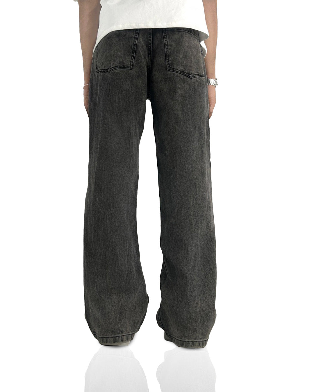 Washed Grey Straight Cut Jeans