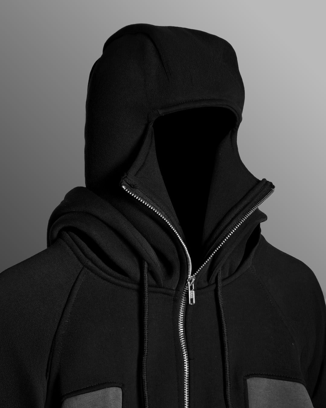 Ninja Masked Zipper Black Hoodie