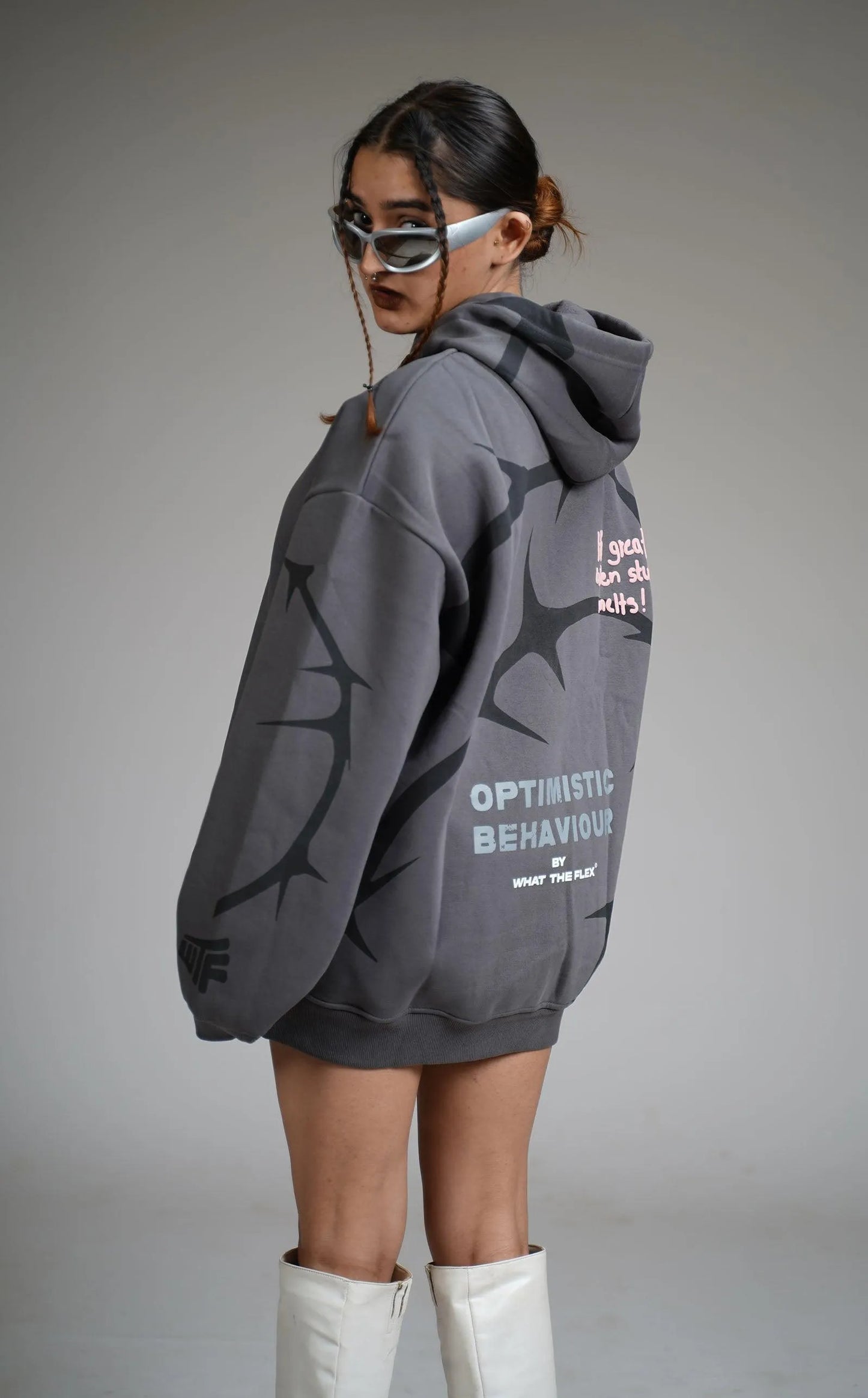 Optimistic Behaviour Oversized Hoodie - WHAT THE FLEX