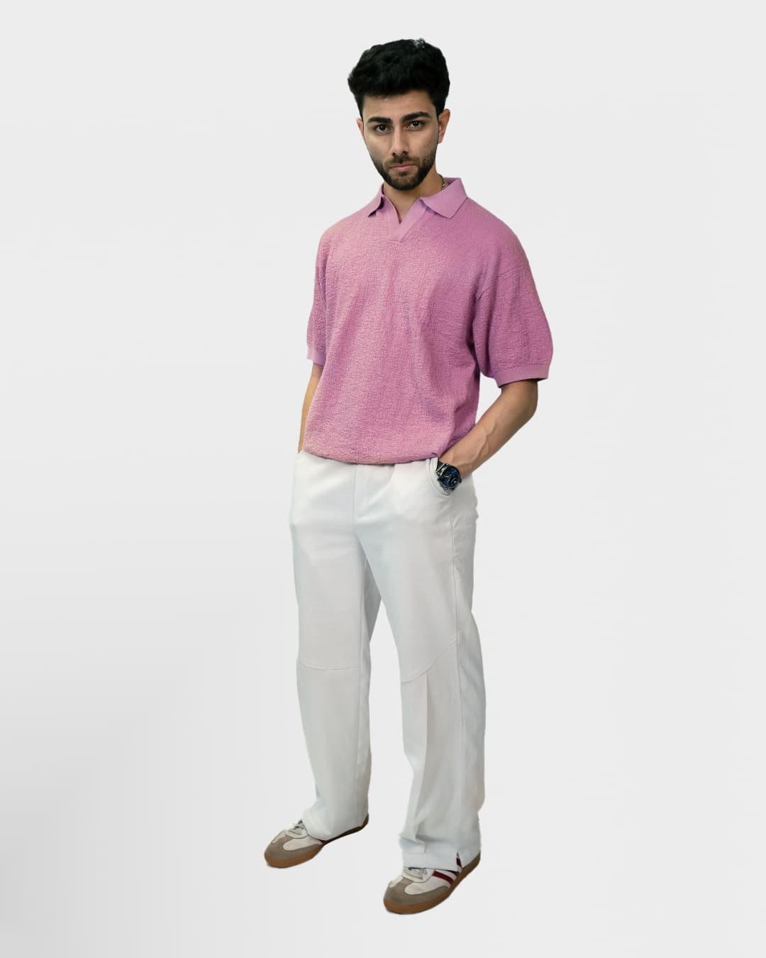 Pink Urban Knit Polo T-Shirt