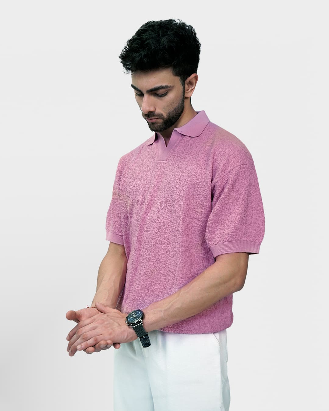 Pink Urban Knit Polo T-Shirt