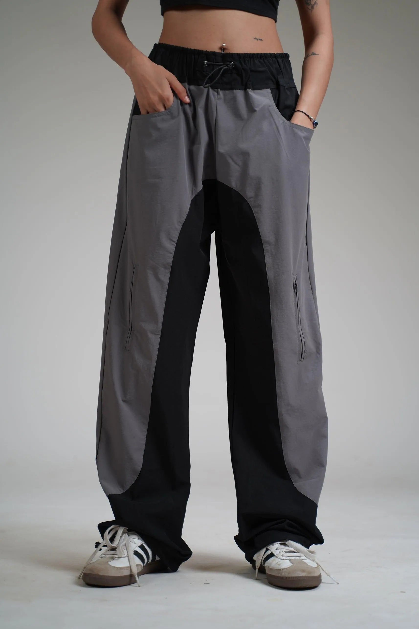Black Panel Parachute Pants - WHAT THE FLEX