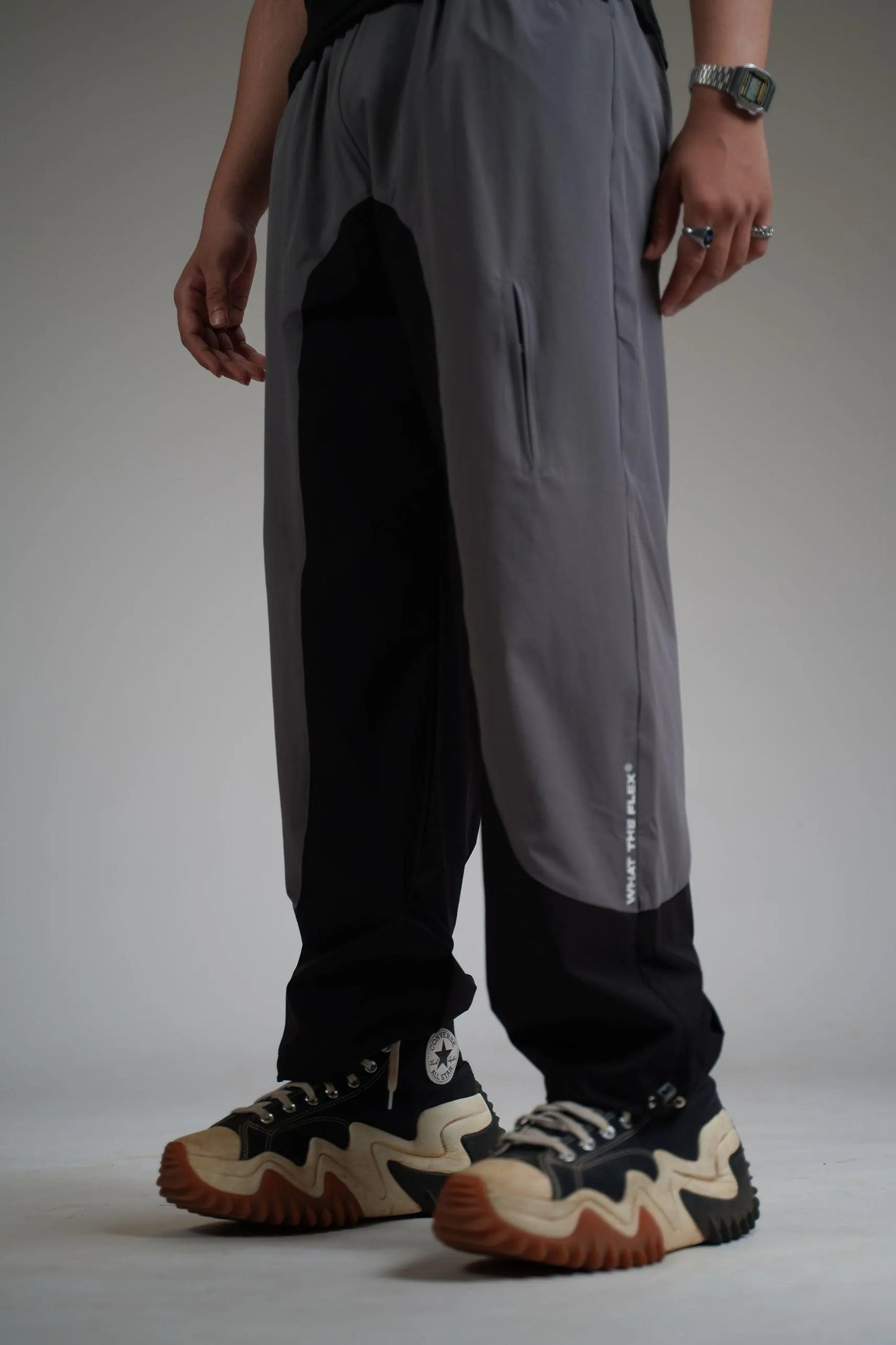Black Panel Parachute Pants - WHAT THE FLEX