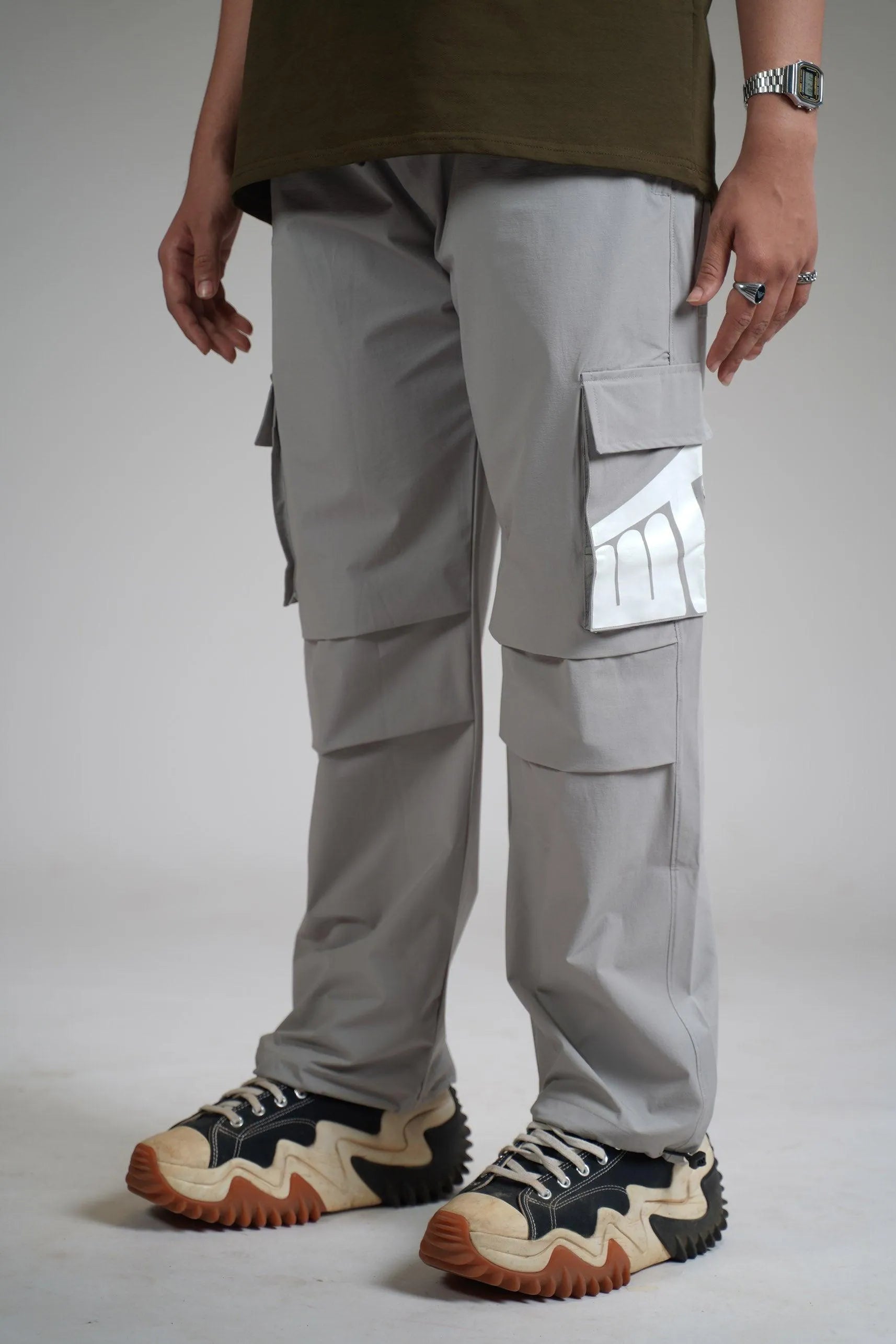 Ice Grey Parachute Pants - WHAT THE FLEX