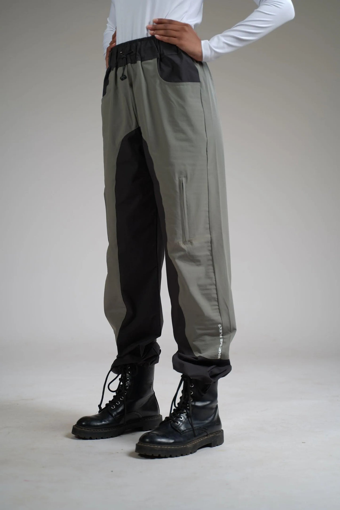 Olive Panel Parachute Pants - WHAT THE FLEX