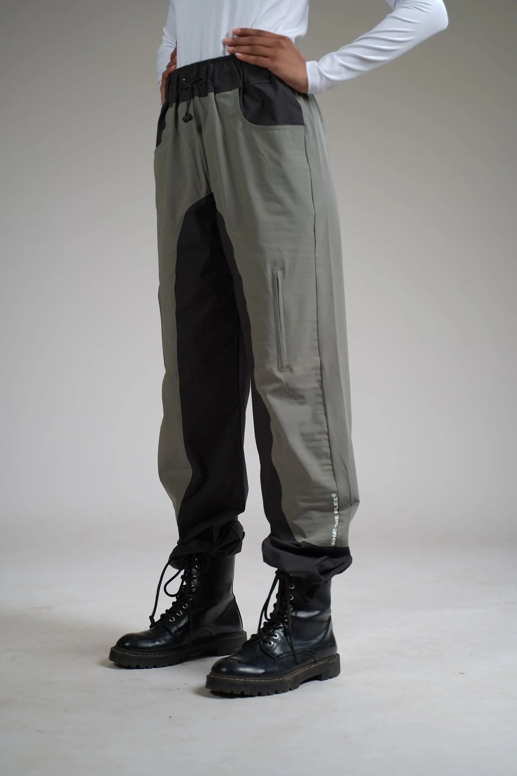 Olive Panel Parachute Pants - WHAT THE FLEX
