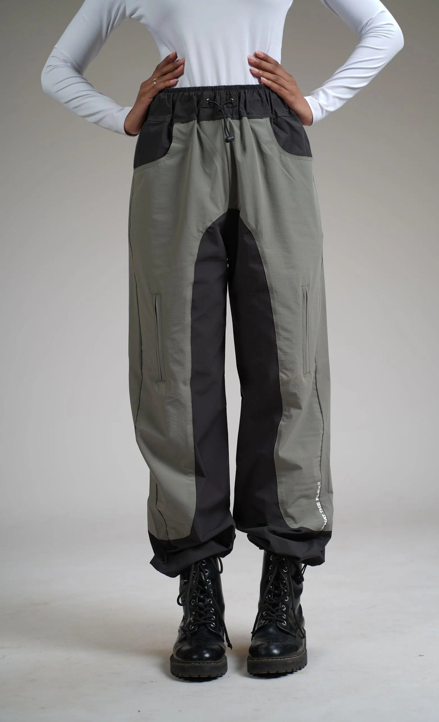 Olive Panel Parachute Pants - WHAT THE FLEX