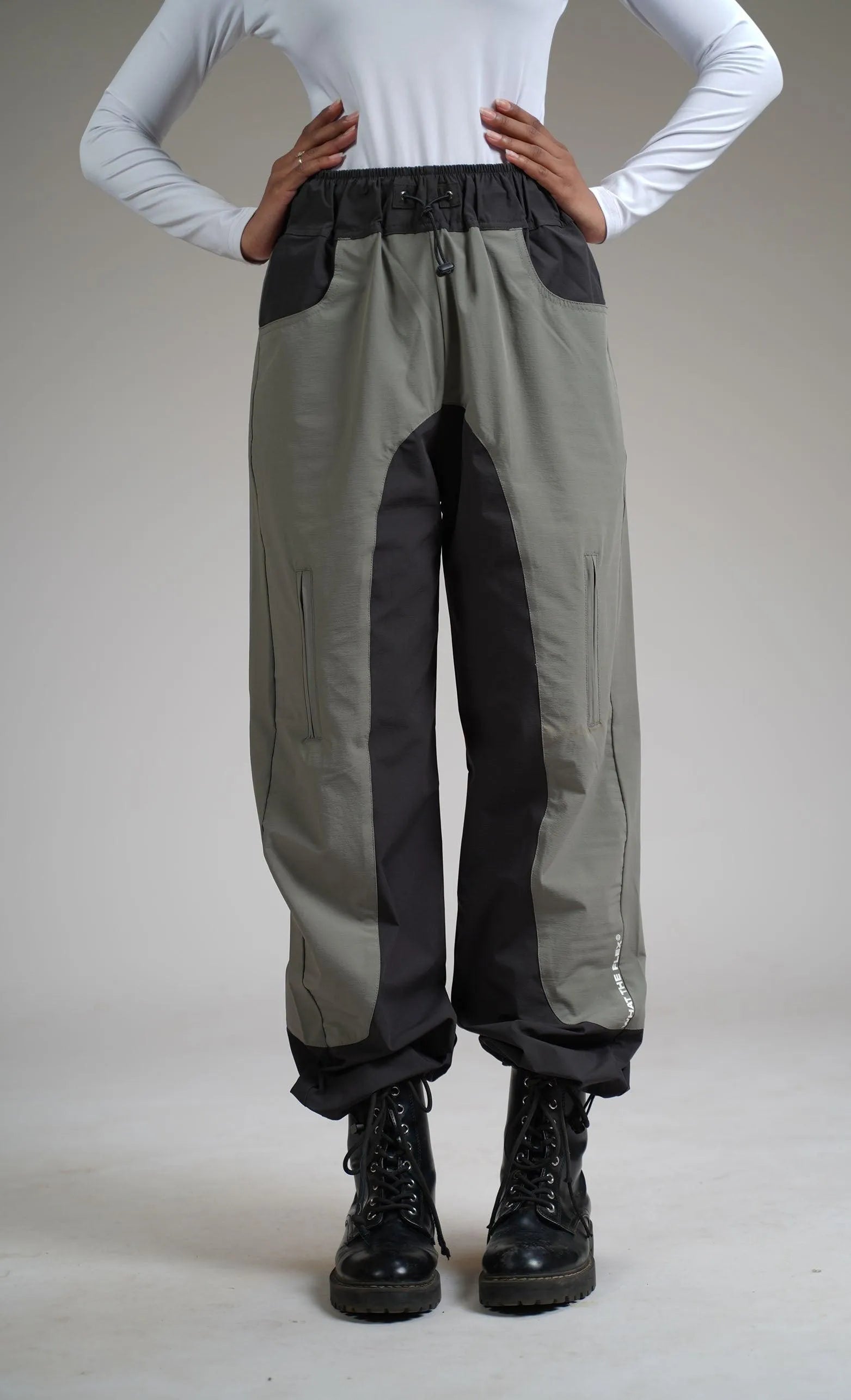 Olive Panel Parachute Pants - WHAT THE FLEX