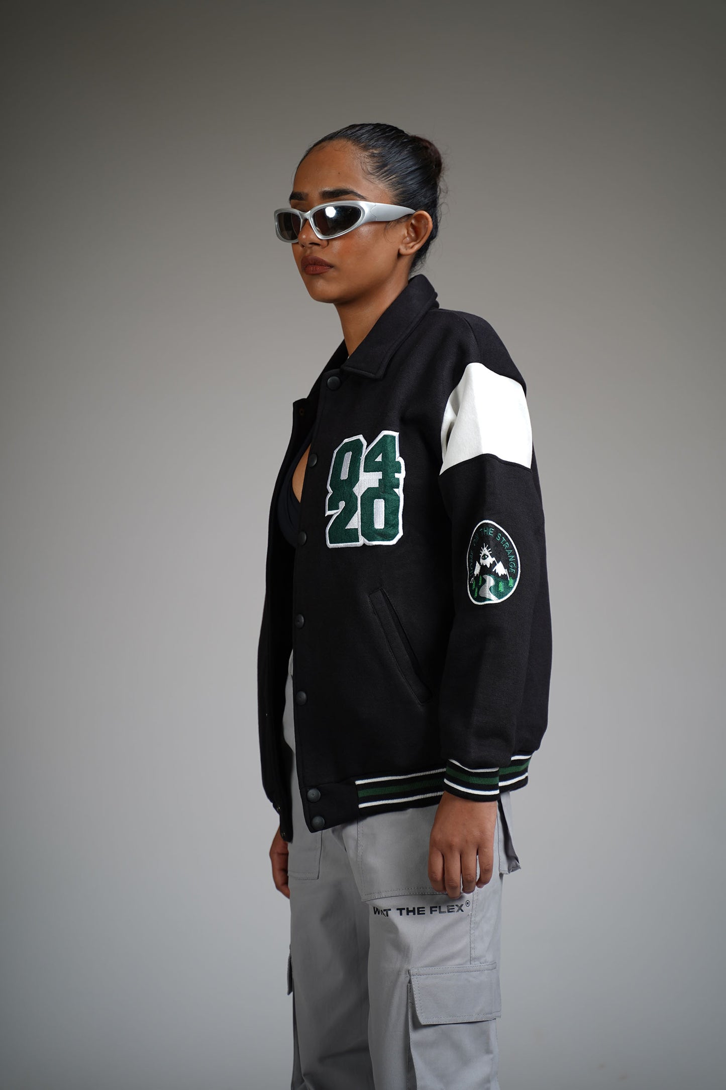 Prayer Over Panic Black Varsity Jacket