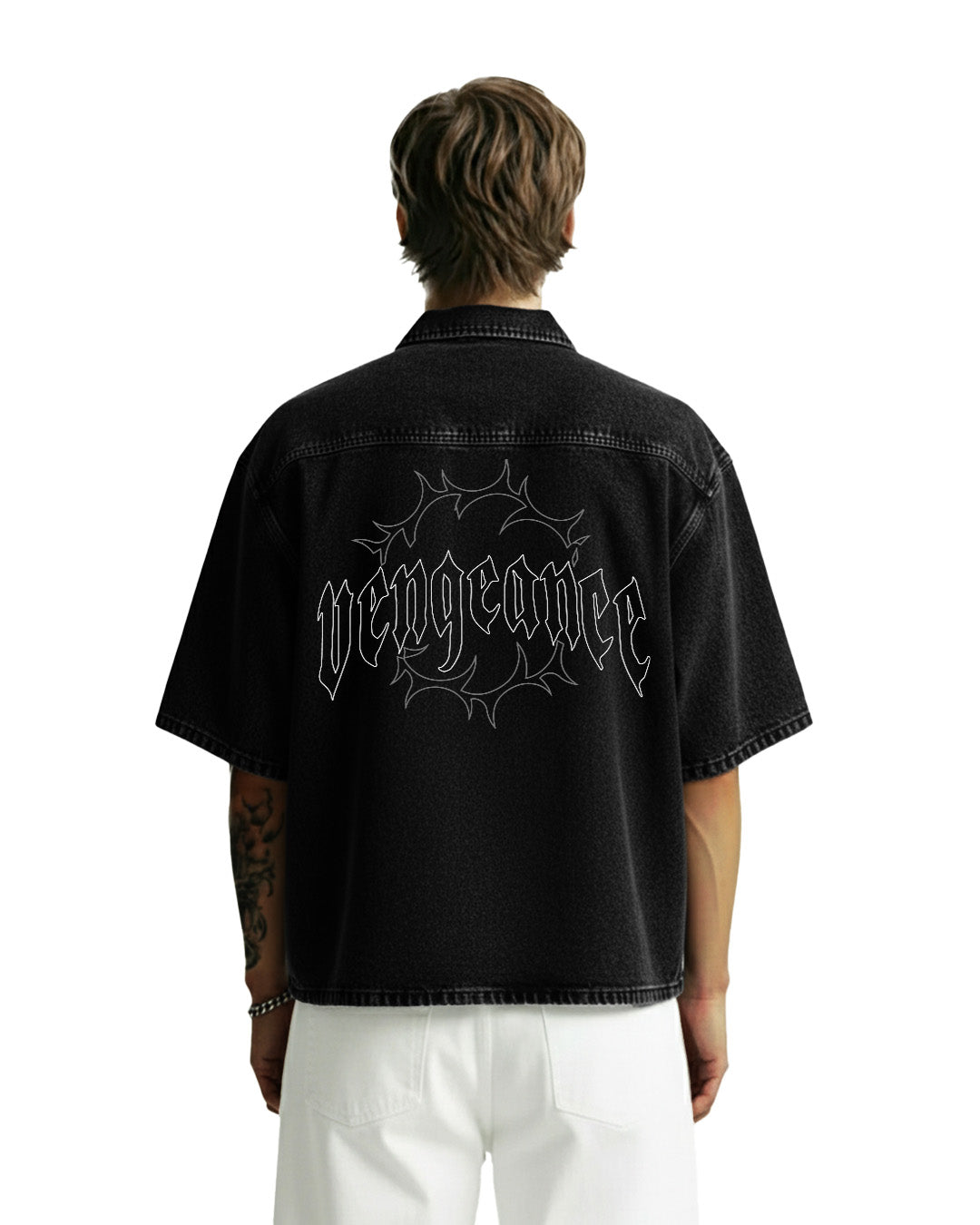 Vengeance Black Half Sleeve Denim Shirt – WHAT THE FLEX