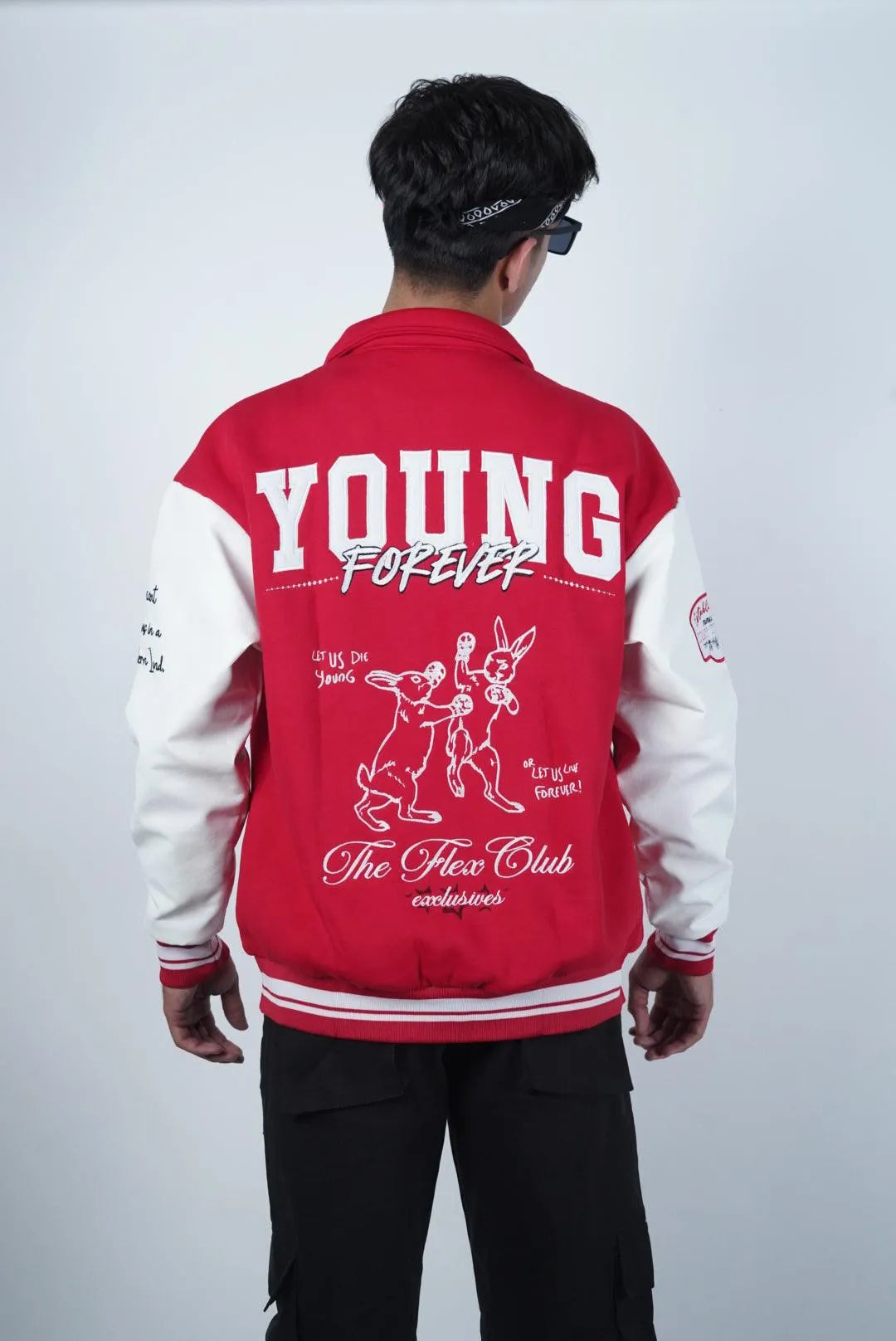 YOUNG FOREVER Varsity Jacket - WHAT THE FLEX
