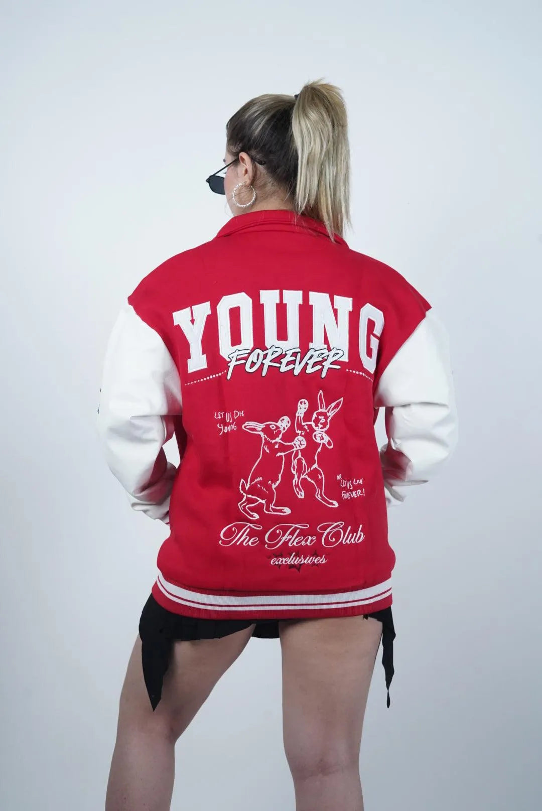 YOUNG FOREVER Varsity Jacket - WHAT THE FLEX