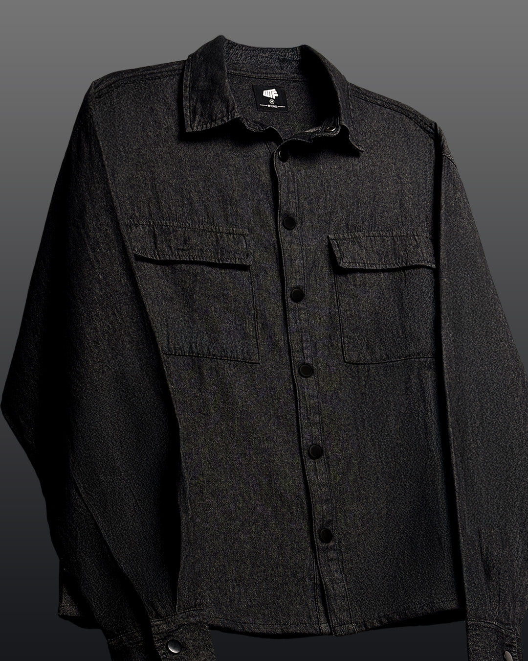 Vintage Black Long Sleeve Denim Shirt
