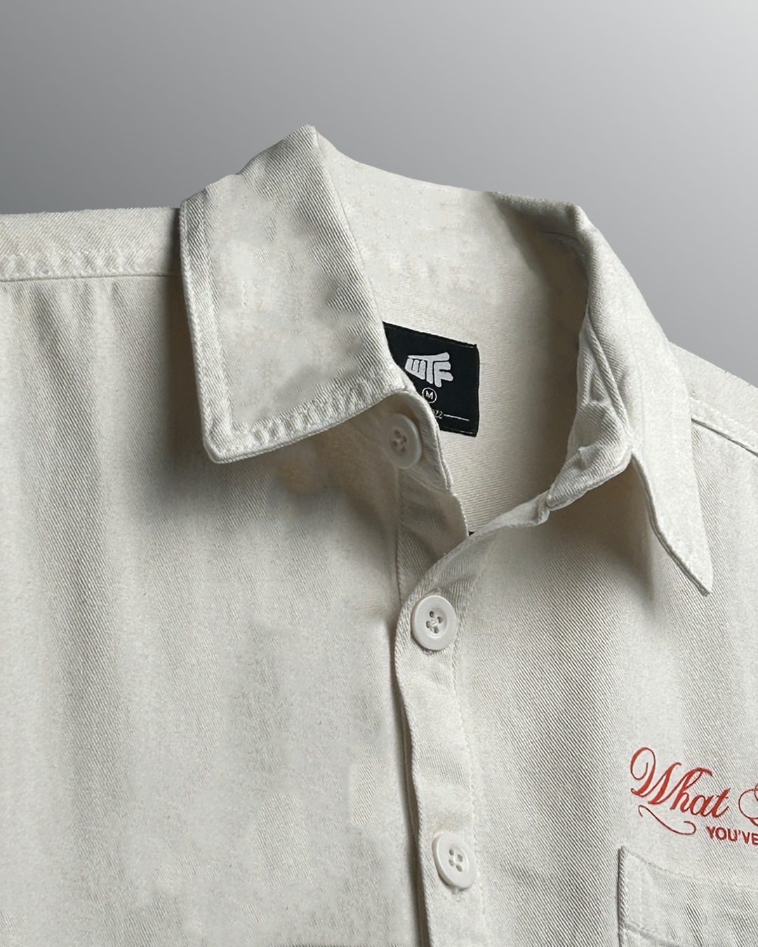 Unbothered Cream Half Sleeve Denim Shirt