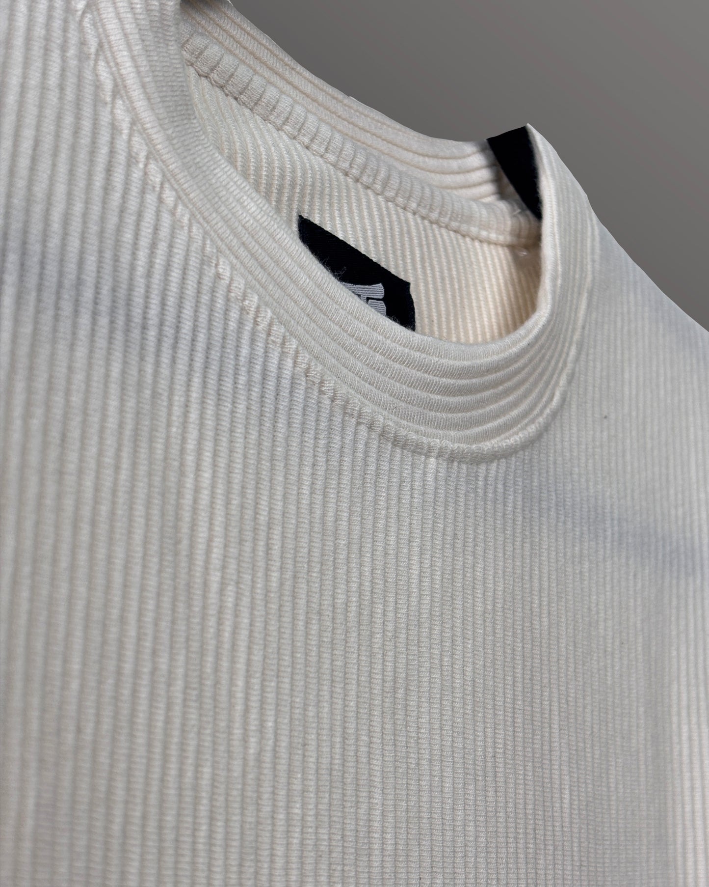 Cream Ribbed T-Shirt