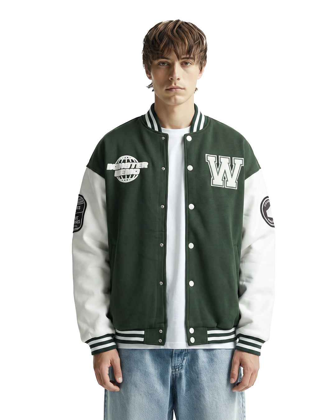 Aesthetic Awareness Green Varsity Jacket