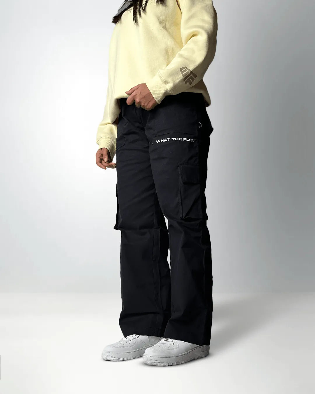 Solid Black Unisex Cargo - WHAT THE FLEX