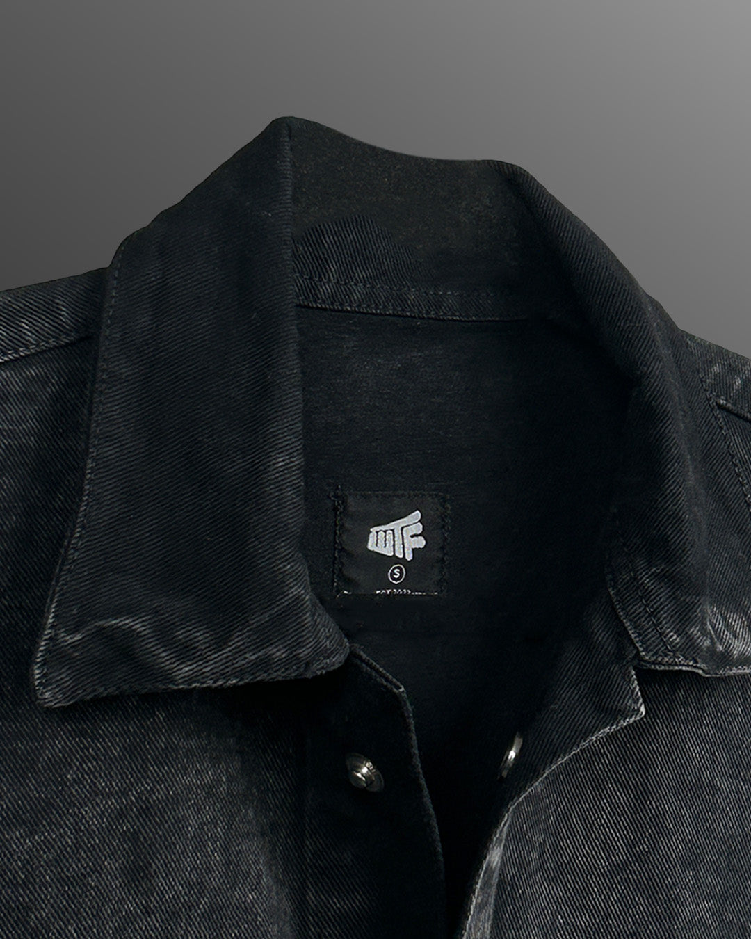 Black Heavy Stitched Denim Shirt