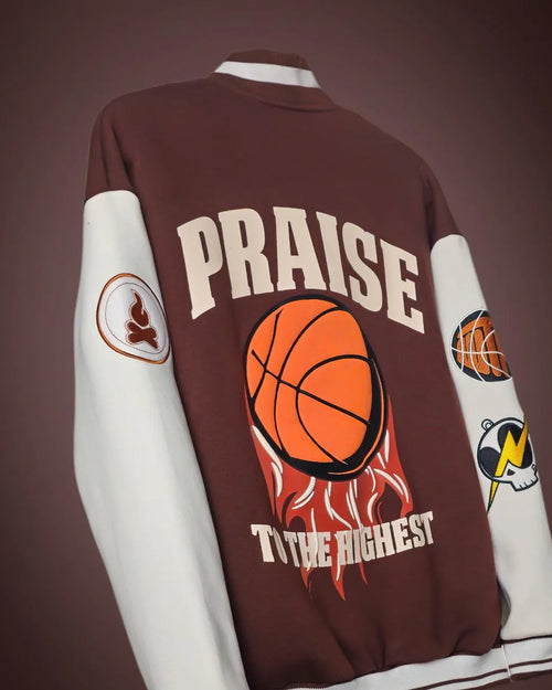 brown unisex varsity jacket