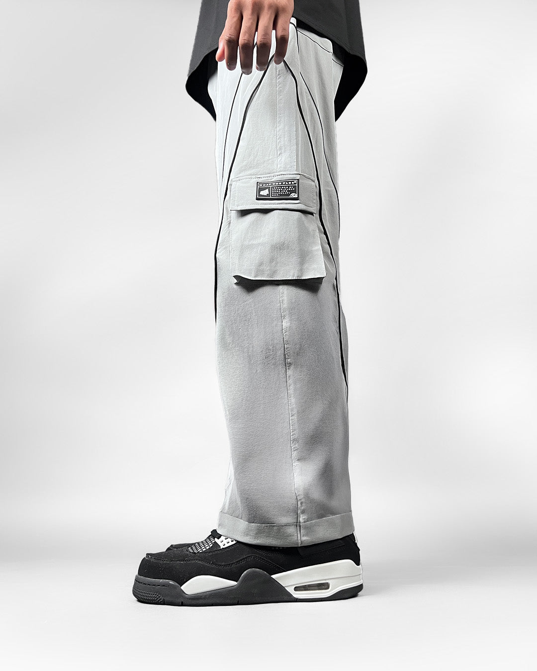 Grey Edgy Parachute Pants
