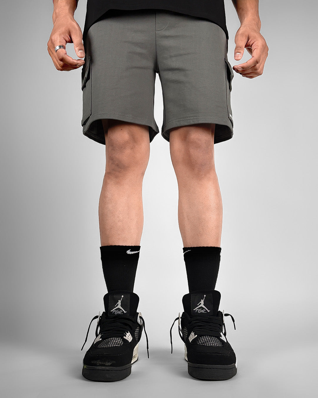 Dropzone Grey Cotton Shorts