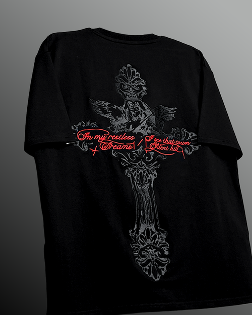 Lost Scriptures Black Embroidery T-Shirt