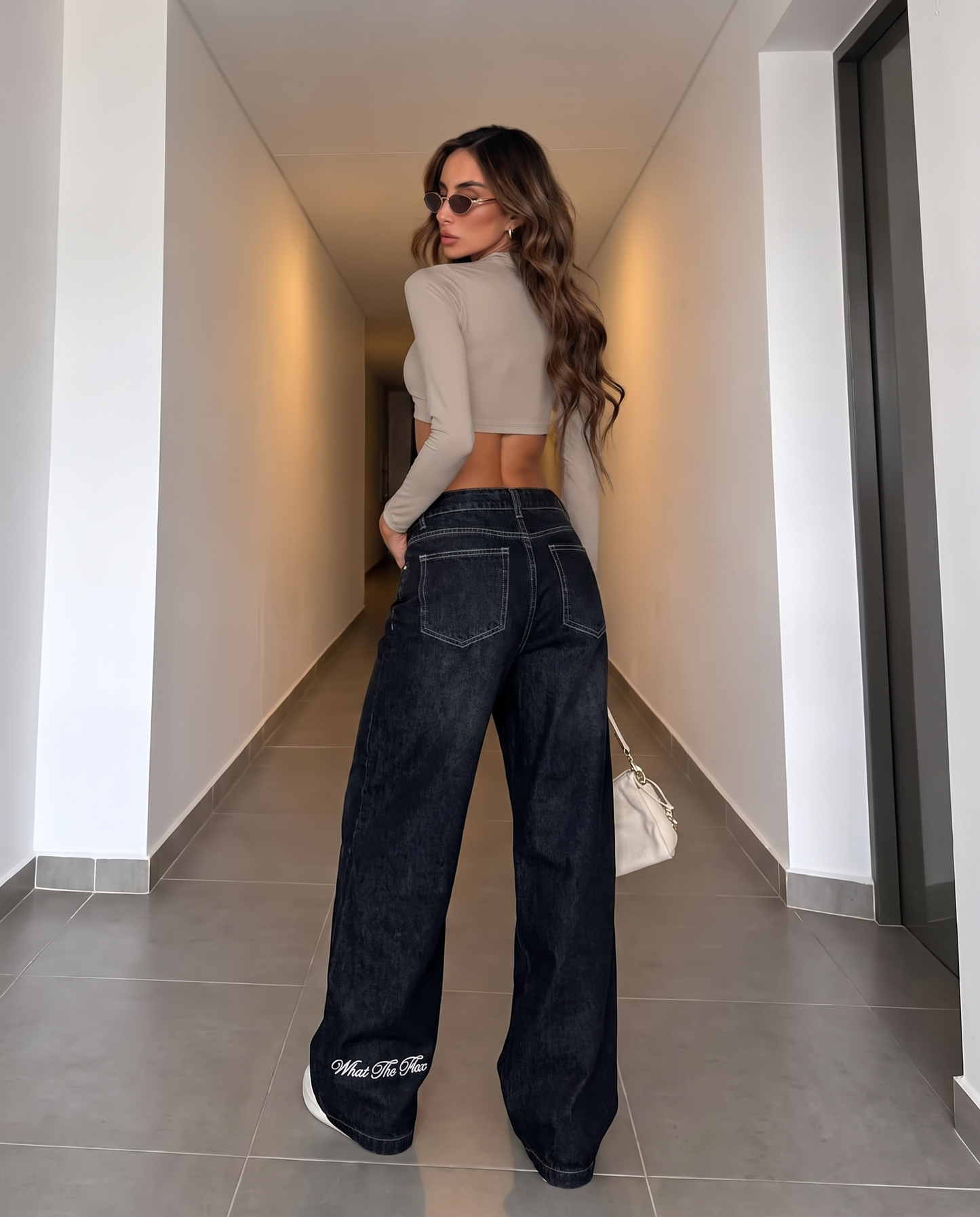 Midnight Black Baggy Jeans For Women.