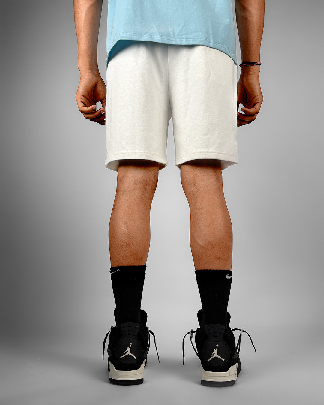 Frontcut Off White Cotton Shorts