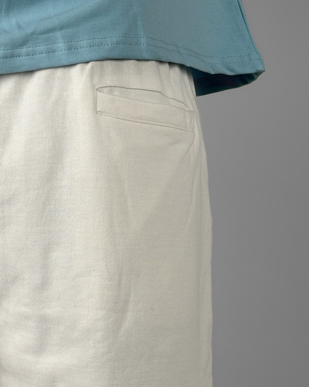 Frontcut Off White Cotton Shorts