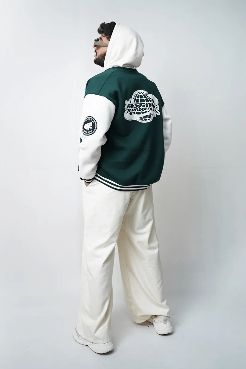green varsity jacket